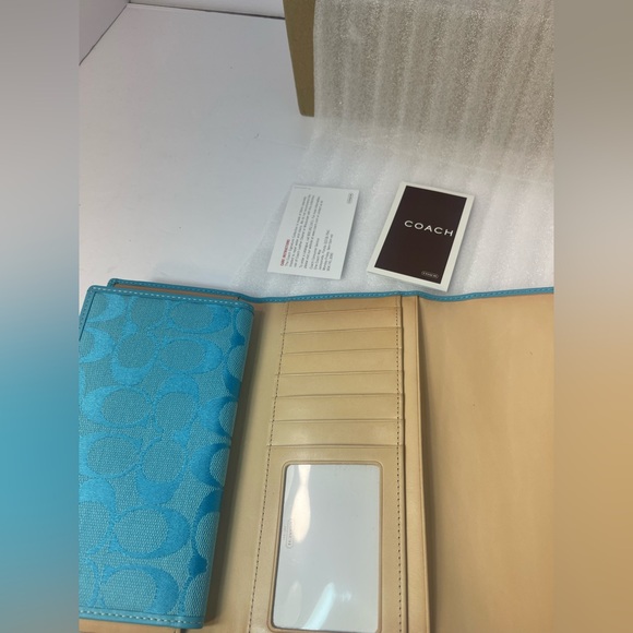 Coach Teal Signature Women's Wallet - Picture 9 of 16